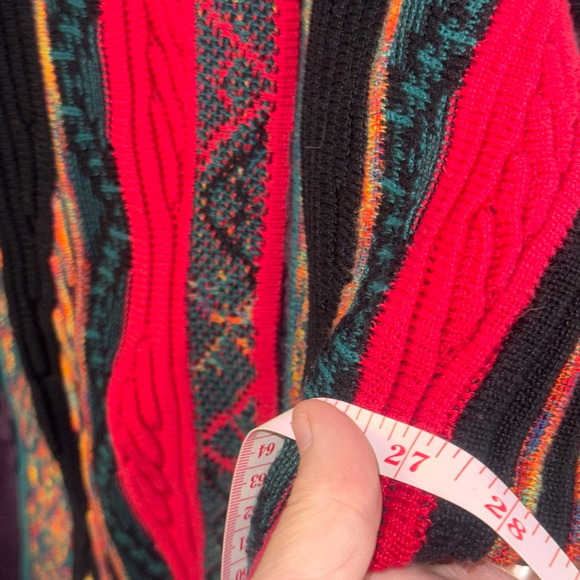 Vintage Norm Thompson Crewneck Sweater Tagged Med Black Red Striped - Picture 5 of 6